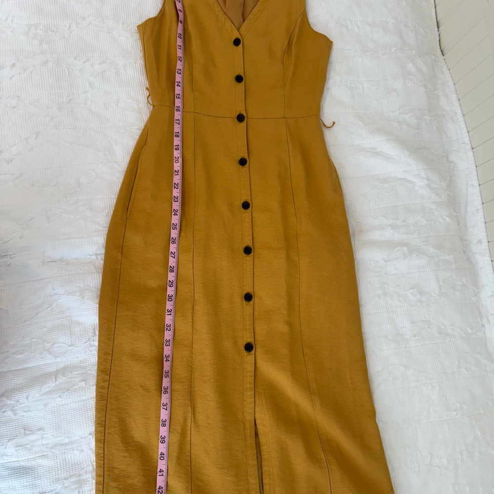 Something Navy Lined Mustard Button-Down Dress Xs - image 8